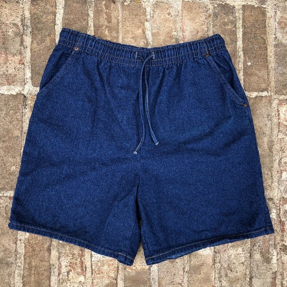 Vintage Bellgrade Big Ace Women's Denim Mom Shorts XL USA Elastic Waist Pockets - Picture 1 of 4
